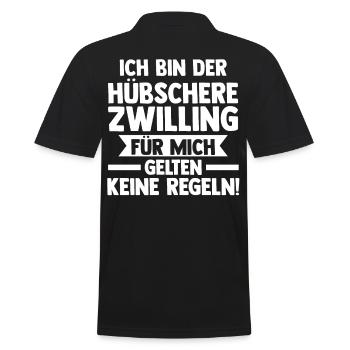 Zwillingsgeschwister Hübscher Zwilling Zwillinge - Männer Poloshirt - Schwarz - Hinten - Kai (181cm)