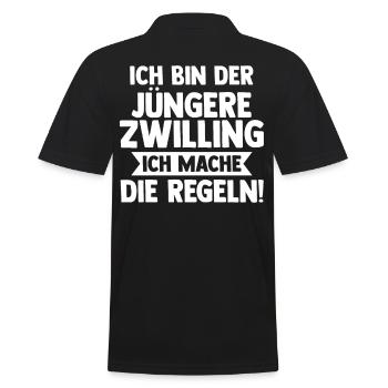 Zwillingsgeschwister Jüngere Zwilling Zwillinge - Männer Poloshirt - Schwarz - Hinten - Kai (181cm)