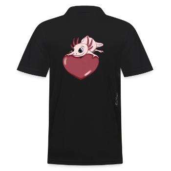 Axolotl tailed salamander with heart amphibian to - Men's Polo Shirt - black - Back - Kai (181cm)