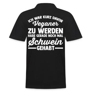 Anti Vegan - Männer Poloshirt - Schwarz - Hinten - Kai (181cm)