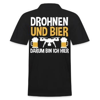 Drohne Bier Pilot Drohnen - Männer Poloshirt - Schwarz - Hinten - Kai (181cm)