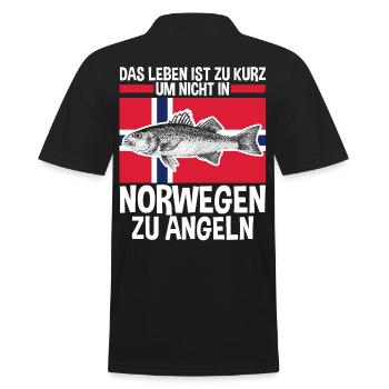 Angeln Angler Fischen Norwegen - Männer Poloshirt - Schwarz - Hinten - Kai (181cm)