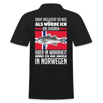 Angeln Angler Fischen Norwegen - Männer Poloshirt - Schwarz - Hinten - Kai (181cm)
