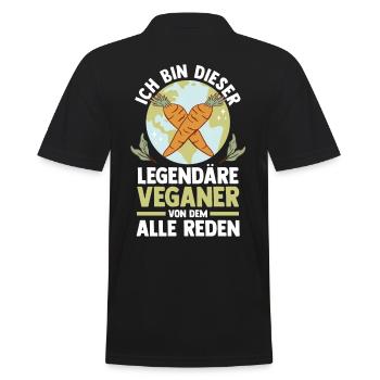 Fleischlos Vegan Pflanzlich Veganer - Männer Poloshirt - Schwarz - Hinten - Kai (181cm)
