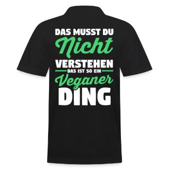 Fleischlos Vegan Pflanzlich Veganer - Männer Poloshirt - Schwarz - Hinten - Kai (181cm)