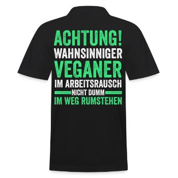 Fleischlos Vegan Pflanzlich Veganer - Männer Poloshirt - Schwarz - Hinten - Kai (181cm)