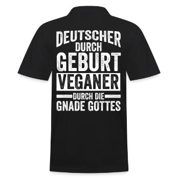 Fleischlos Vegan Pflanzlich Veganer - Männer Poloshirt - Schwarz - Hinten - Kai (181cm)