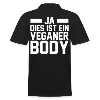 Fleischlos Vegan Pflanzlich Veganer - Männer Poloshirt - Schwarz - Hinten - Kai (181cm)