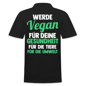 Fleischlos Vegan Pflanzlich Veganer - Männer Poloshirt - Schwarz - Hinten - Kai (181cm)