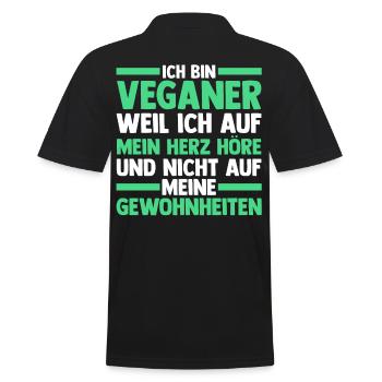 Fleischlos Vegan Pflanzlich Veganer - Männer Poloshirt - Schwarz - Hinten - Kai (181cm)