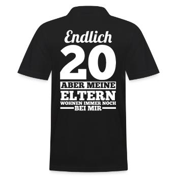 Zwanzig Zwanzigster 20 Jahre Geburtstag - Männer Poloshirt - Schwarz - Hinten - Kai (181cm)