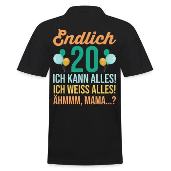 Zwanzig 20 Jahre Zwanzigster Geburtstag - Männer Poloshirt - Schwarz - Hinten - Kai (181cm)