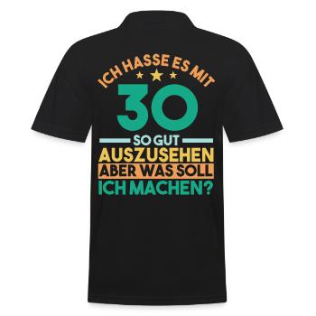 Dreißig Dreißigster 30 Jahre Geburtstag - Männer Poloshirt - Schwarz - Hinten - Kai (181cm)