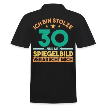 Dreißig Dreißigster 30 Jahre Geburtstag - Männer Poloshirt - Schwarz - Hinten - Kai (181cm)