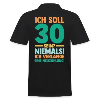 Dreißig 30 Jahre Dreißigster Geburtstag - Männer Poloshirt - Schwarz - Hinten - Kai (181cm)