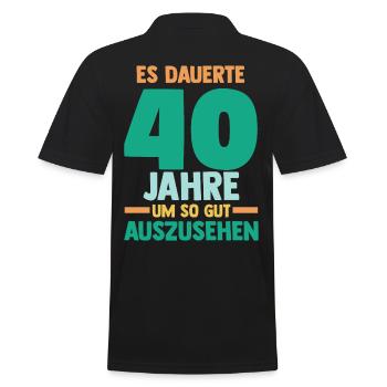 Vierzig Vierzigster 40 Jahre Geburtstag - Männer Poloshirt - Schwarz - Hinten - Kai (181cm)