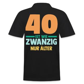 Vierzig 40 Jahre Vierzigster Geburtstag - Männer Poloshirt - Schwarz - Hinten - Kai (181cm)