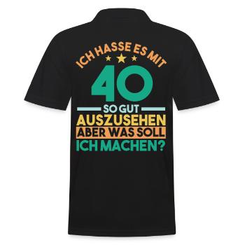 Vierzig Vierzigster 40 Jahre Geburtstag - Männer Poloshirt - Schwarz - Hinten - Kai (181cm)