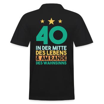 Vierzig Vierzigster 40 Jahre Geburtstag - Männer Poloshirt - Schwarz - Hinten - Kai (181cm)