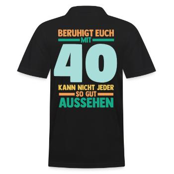 Vierzig 40 Jahre Vierzigster Geburtstag - Männer Poloshirt - Schwarz - Hinten - Kai (181cm)