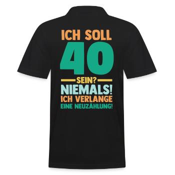 Vierzig 40 Jahre Vierzigster Geburtstag - Männer Poloshirt - Schwarz - Hinten - Kai (181cm)