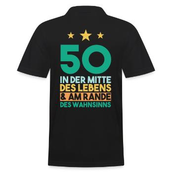Fünfzig Fünfzigster 50 Jahre Geburtstag - Männer Poloshirt - Schwarz - Hinten - Kai (181cm)