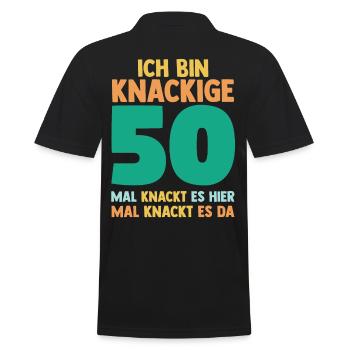Fünfzig 50 Jahre Fünfzigster Geburtstag - Männer Poloshirt - Schwarz - Hinten - Kai (181cm)