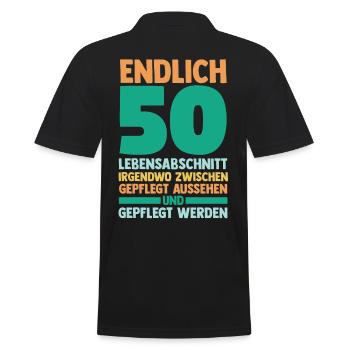 Fünfzig Fünfzigster 50 Jahre Geburtstag - Männer Poloshirt - Schwarz - Hinten - Kai (181cm)