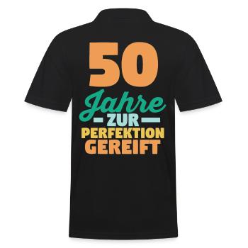 Fünfzig Fünfzigster 50 Jahre Geburtstag - Männer Poloshirt - Schwarz - Hinten - Kai (181cm)