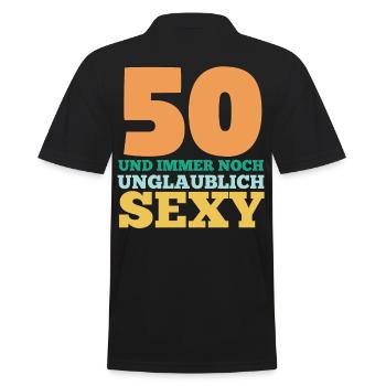 Fünfzig 50 Jahre Fünfzigster Geburtstag - Männer Poloshirt - Schwarz - Hinten - Kai (181cm)