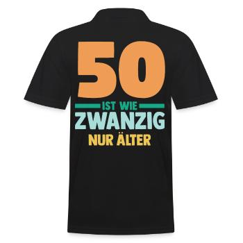 Fünfzig 50 Jahre Fünfzigster Geburtstag - Männer Poloshirt - Schwarz - Hinten - Kai (181cm)