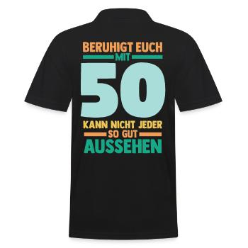 Fünfzig 50 Jahre Fünfzigster Geburtstag - Männer Poloshirt - Schwarz - Hinten - Kai (181cm)