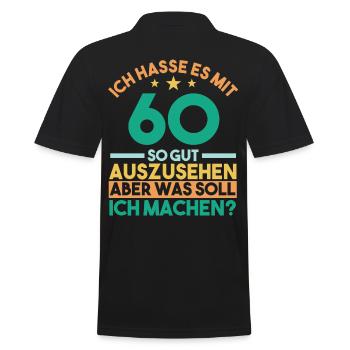 Sechszig Sechszehnter 60 Jahre Geburtstag - Männer Poloshirt - Schwarz - Hinten - Kai (181cm)