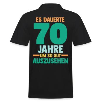 Siebzig Siebzigster 70 Jahre Geburtstag - Männer Poloshirt - Schwarz - Hinten - Kai (181cm)