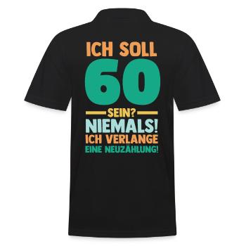 Sechszig 60 Jahre Sechszehnter Geburtstag - Männer Poloshirt - Schwarz - Hinten - Kai (181cm)