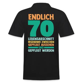 Siebzig Siebzigster 70 Jahre Geburtstag - Männer Poloshirt - Schwarz - Hinten - Kai (181cm)