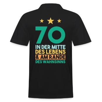 Siebzig Siebzigster 70 Jahre Geburtstag - Männer Poloshirt - Schwarz - Hinten - Kai (181cm)