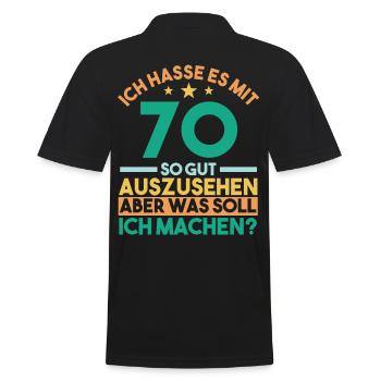 Siebzig Siebzigster 70 Jahre Geburtstag - Männer Poloshirt - Schwarz - Hinten - Kai (181cm)
