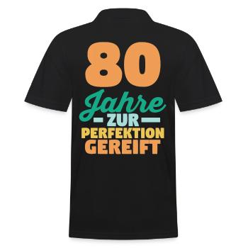 Achtzig Achtzigster 80 Jahre Geburtstag - Männer Poloshirt - Schwarz - Hinten - Kai (181cm)