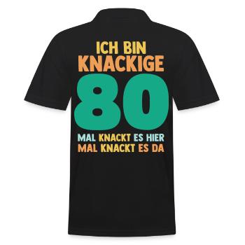 Achtzig 80 Jahre Achtzigster Geburtstag - Männer Poloshirt - Schwarz - Hinten - Kai (181cm)
