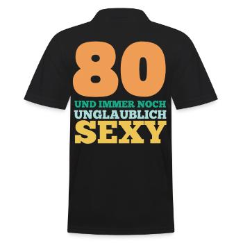 Achtzig 80 Jahre Achtzigster Geburtstag - Männer Poloshirt - Schwarz - Hinten - Kai (181cm)