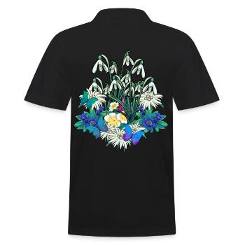 Season Spring Garden Nature Nursery Flora - Men's Polo Shirt - black - Back - Kai (181cm)
