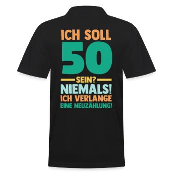 Fünfzig 50 Jahre Fünfzigster Geburtstag - Männer Poloshirt - Schwarz - Hinten - Kai (181cm)