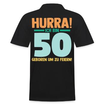 Fünfzig 50 Jahre Fünfzigster Geburtstag - Männer Poloshirt - Schwarz - Hinten - Kai (181cm)
