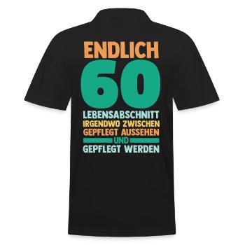 Sechszig Sechszehnter 60 Jahre Geburtstag - Männer Poloshirt - Schwarz - Hinten - Kai (181cm)