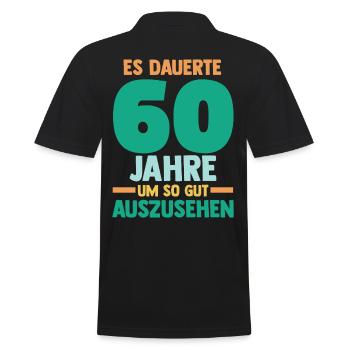 Sechszig Sechszehnter 60 Jahre Geburtstag - Männer Poloshirt - Schwarz - Hinten - Kai (181cm)