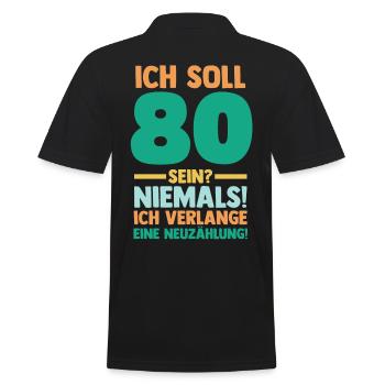 Achtzig 80 Jahre Achtzigster Geburtstag - Männer Poloshirt - Schwarz - Hinten - Kai (181cm)