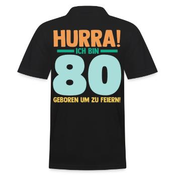 Achtzig 80 Jahre Achtzigster Geburtstag - Männer Poloshirt - Schwarz - Hinten - Kai (181cm)