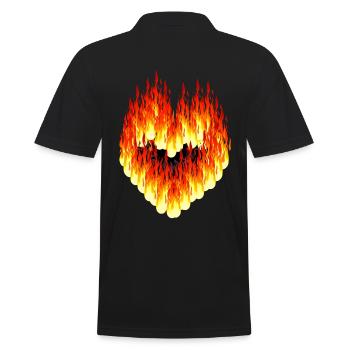 Valentine Valentin Heart Fire Flame Hot Love - Men's Polo Shirt - black - Back - Kai (181cm)