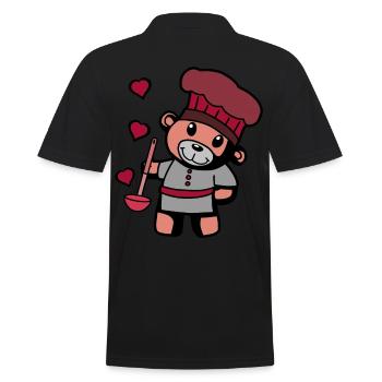 Hobbykoch Kochkunst Teddybär Koch Suppenkelle - Männer Poloshirt - Schwarz - Hinten - Kai (181cm)